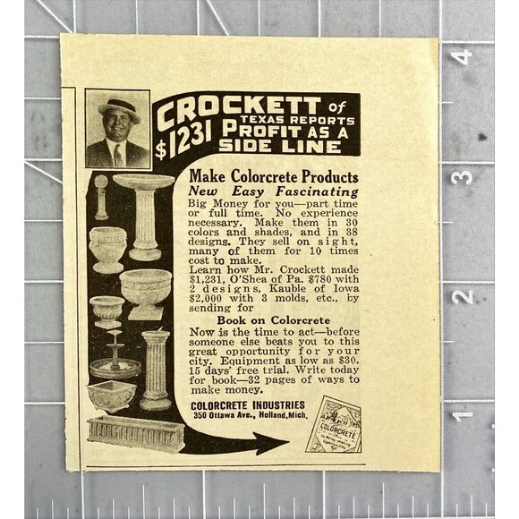 Colorcrete Industries "Make Colorcete Products as Sideline" VTG Print Ad 1931 - Picture 2 of 3